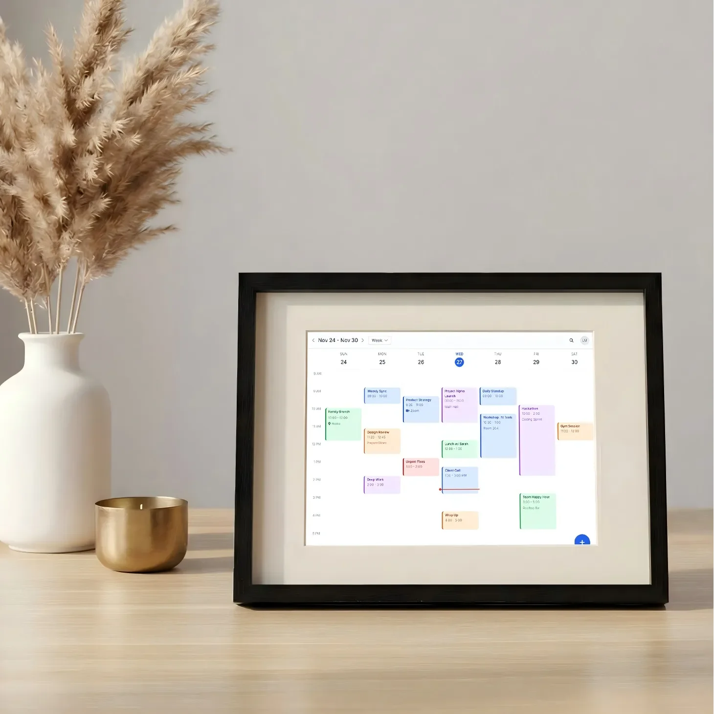 iFramix smart digital calendar display on iPad syncing Google and Outlook schedules